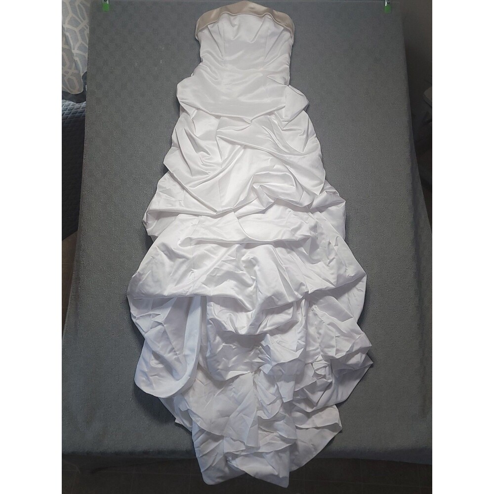 David's Bridal Wedding Dress Size 4 White Champagne Cuff Neckline T9168 - Picture 4 of 16